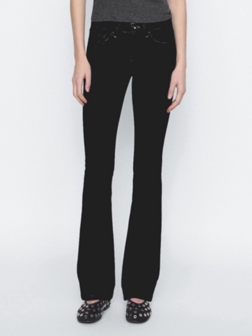 MASSIMO DUTTI Black Mid Rise Bootcut Jeans US 2 Petite